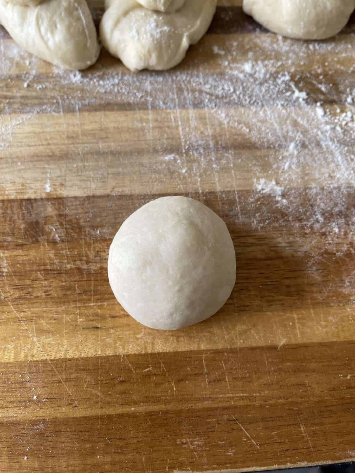 shaped dough ball for dinner roll