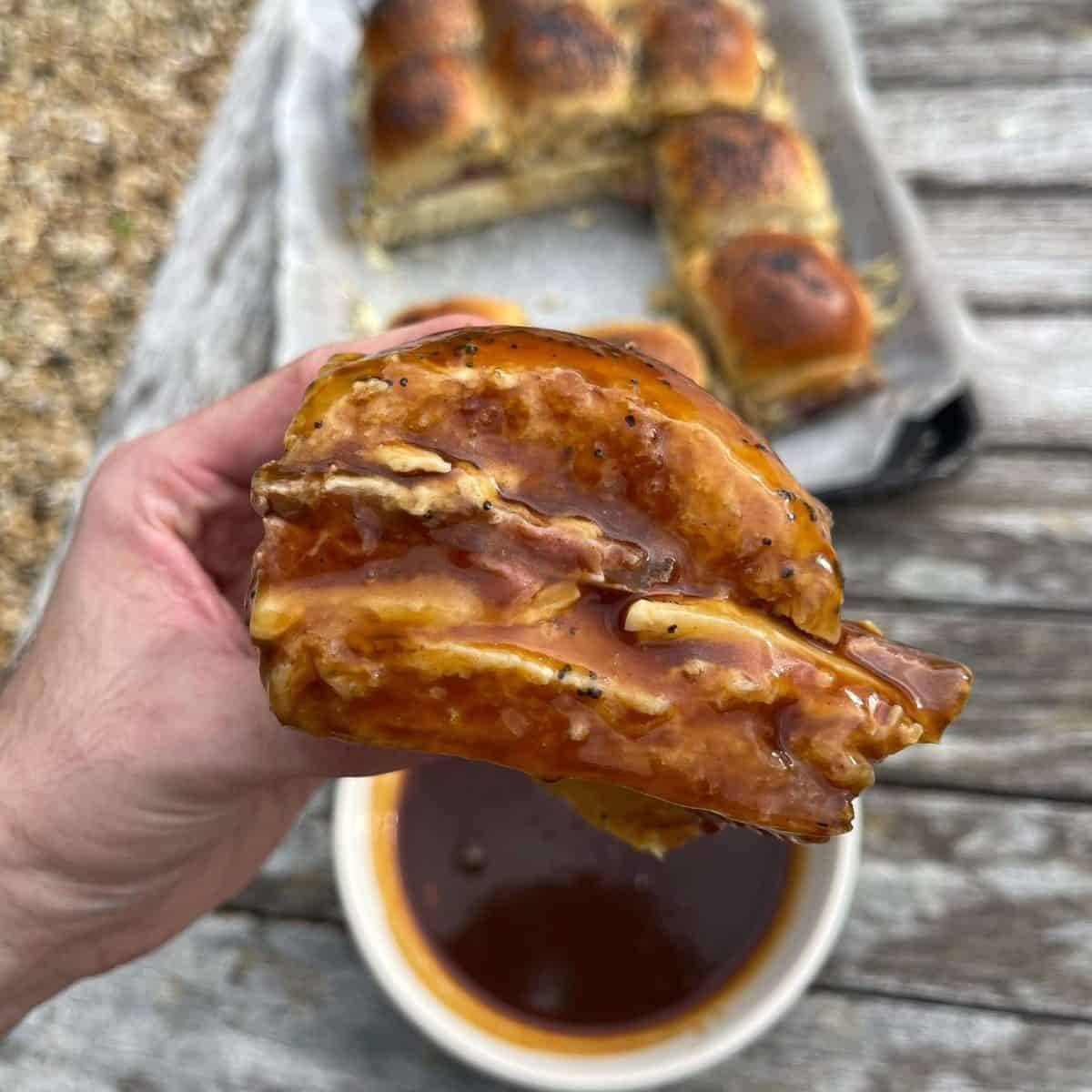 gravy dipped roast beef sliders
