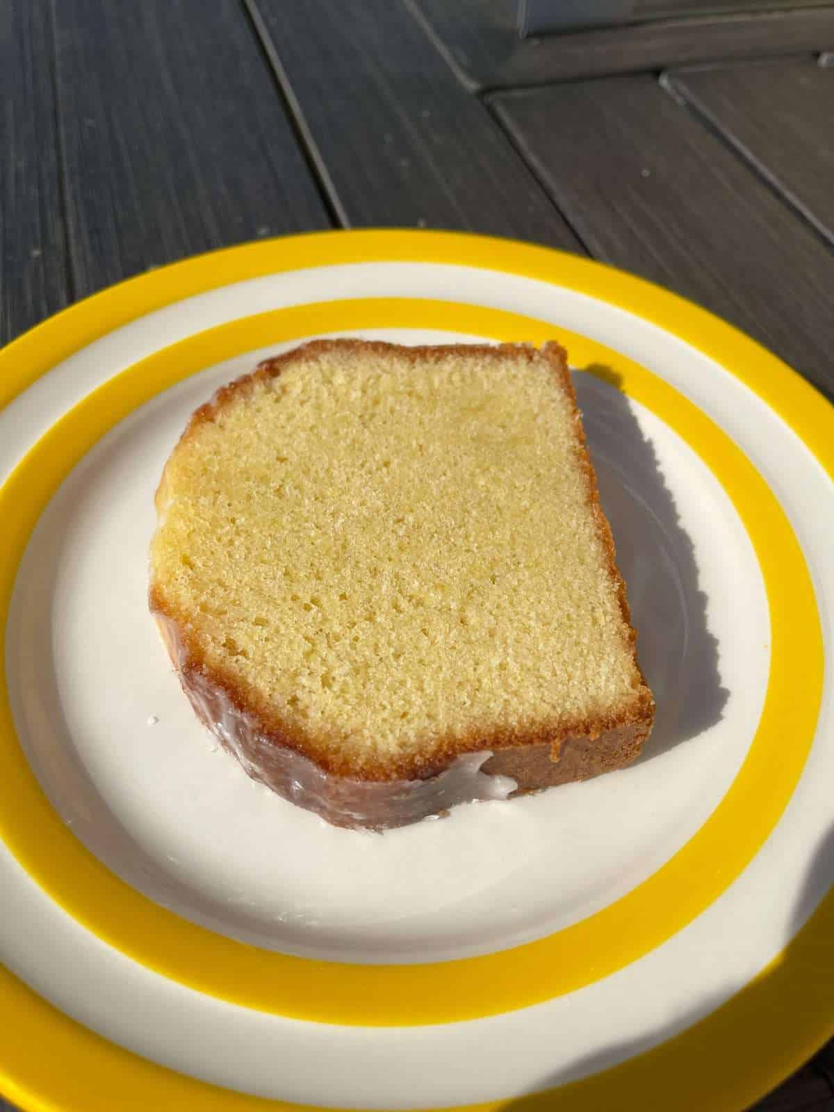 slice of rapeseed oil lemon drizzle loaf cake