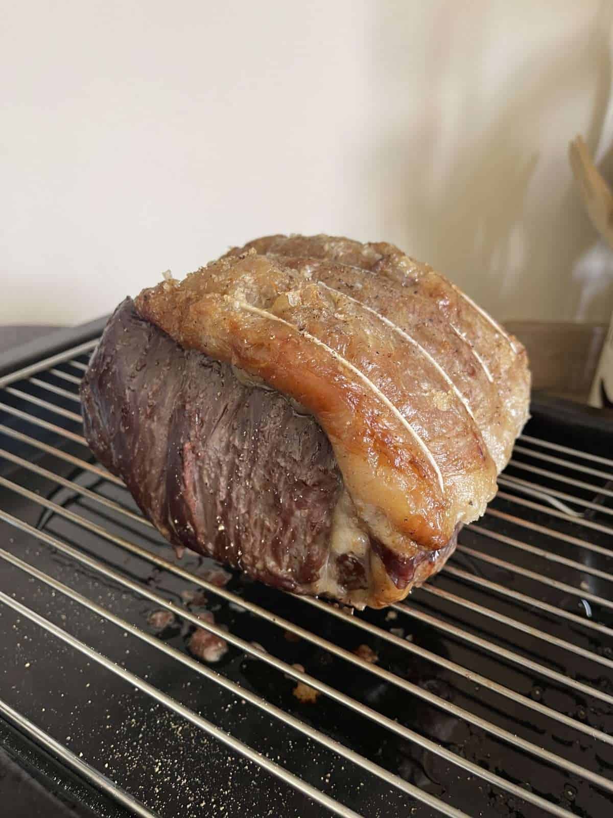 slow roasted beef before searing