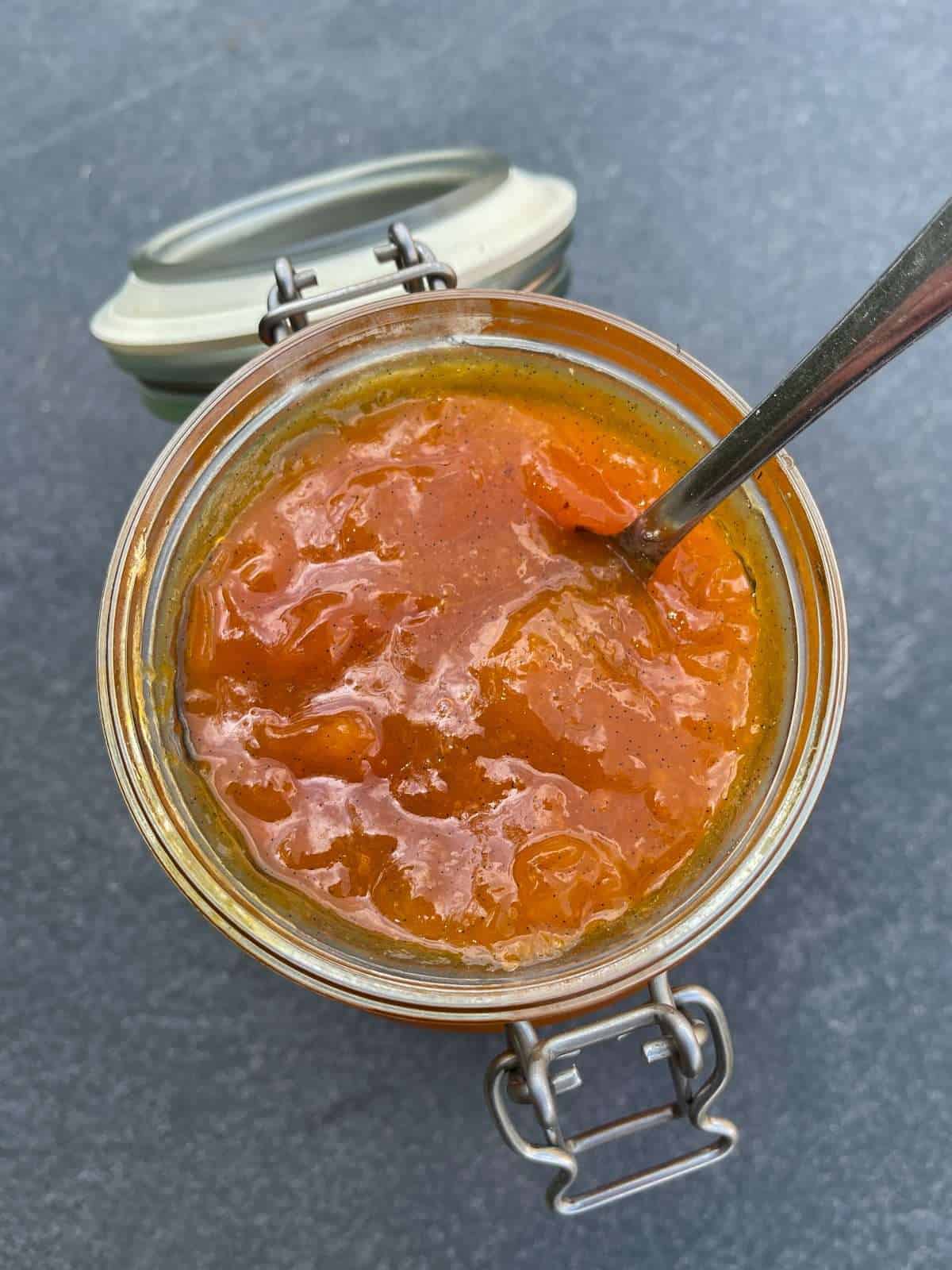 jar of homemade apricot jam