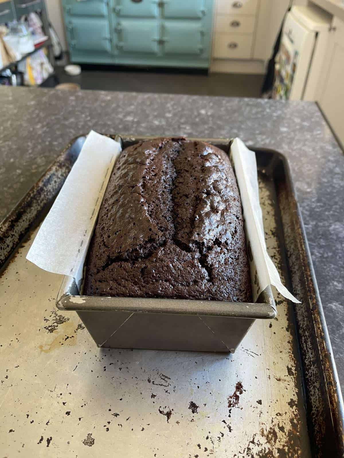 baked chocolate loaf cake