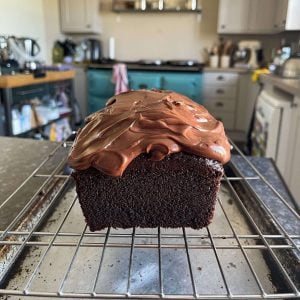 chocolate loaf cake with dark chocolate ganache