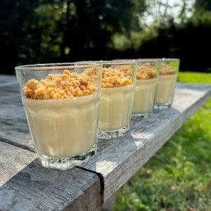 lemon & lime possets with ginger crumble
