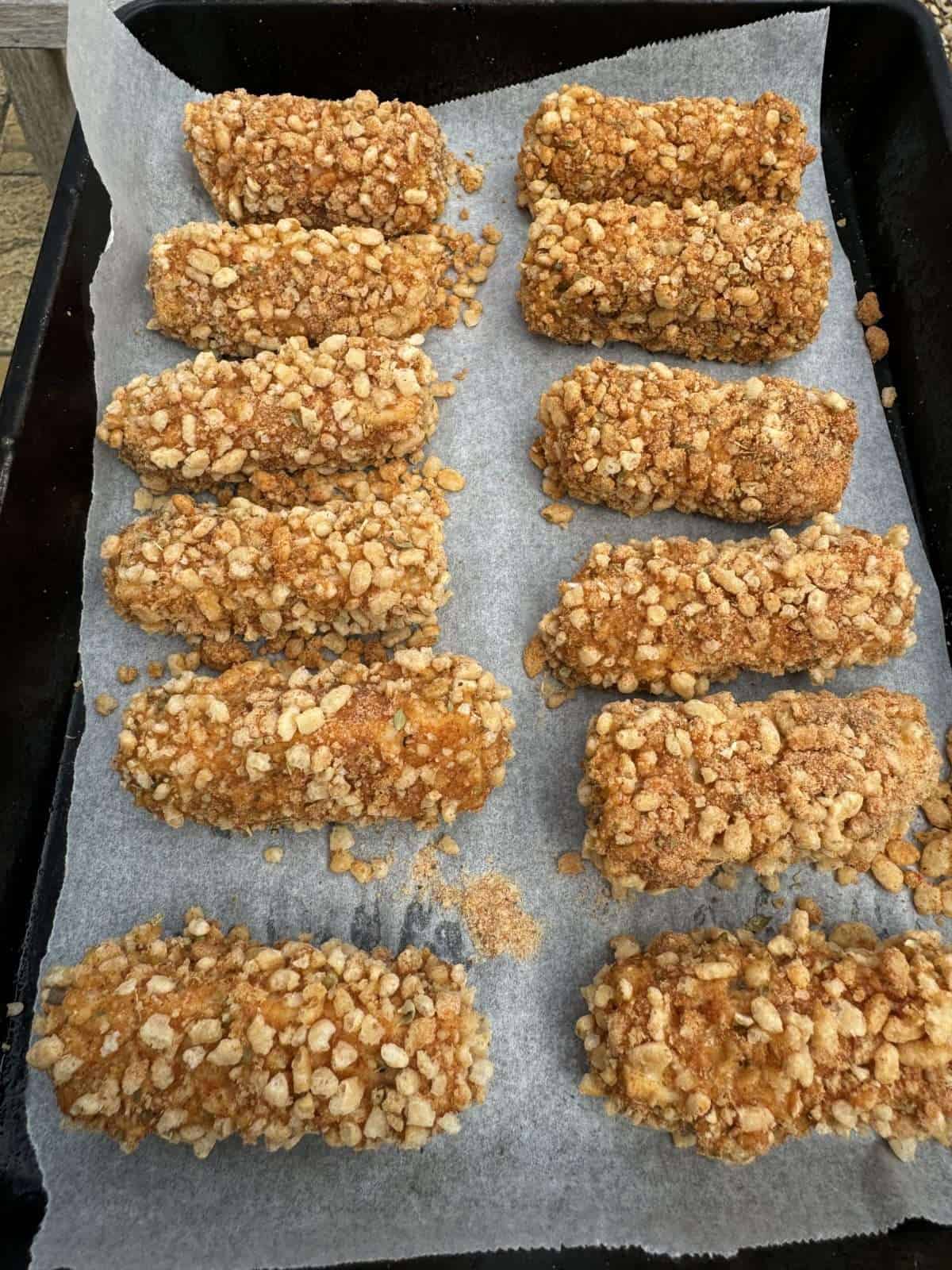 rice krispie coated mozzarella sticks