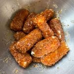 rice krispie fried mozzarella sticks with hot honey