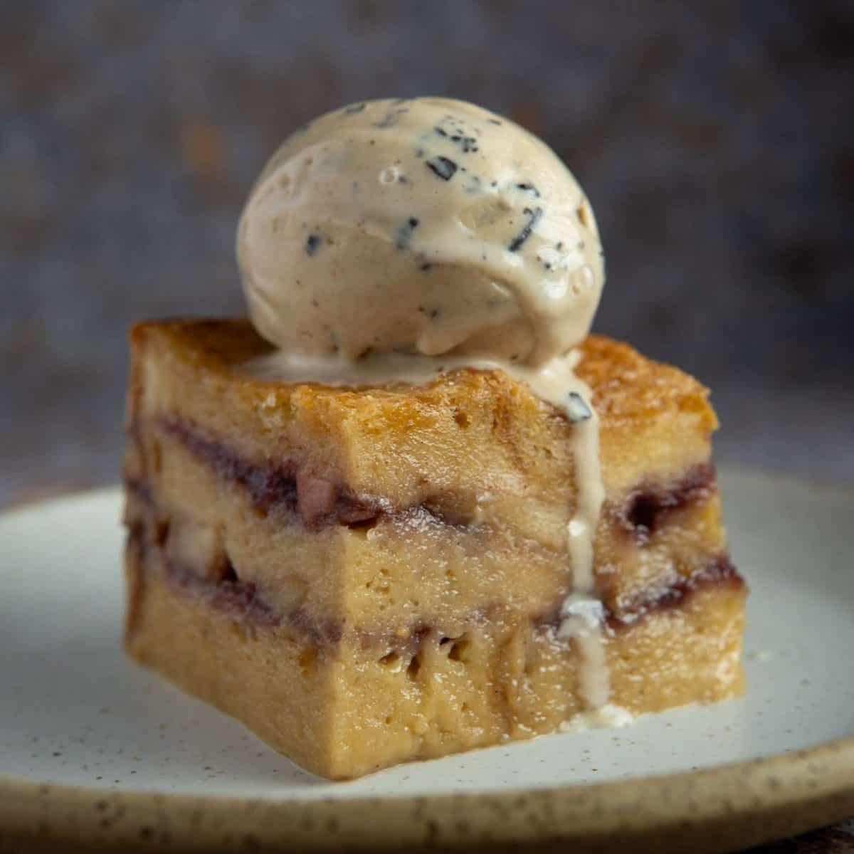 apple & blackberry bread and butter pudding