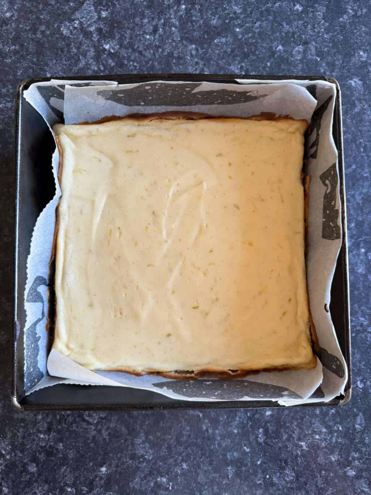 baked white chocolate cheesecake layer