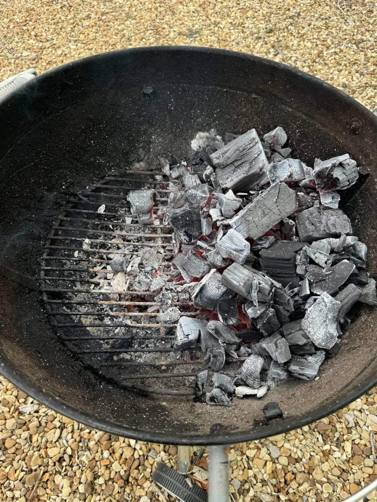charcoal bbq set up for indirect cooking