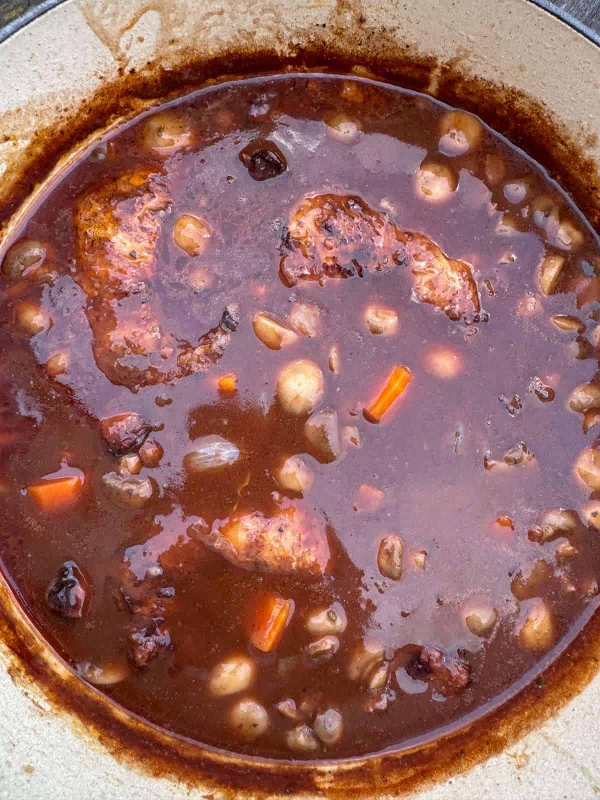 chicken in red wine stew