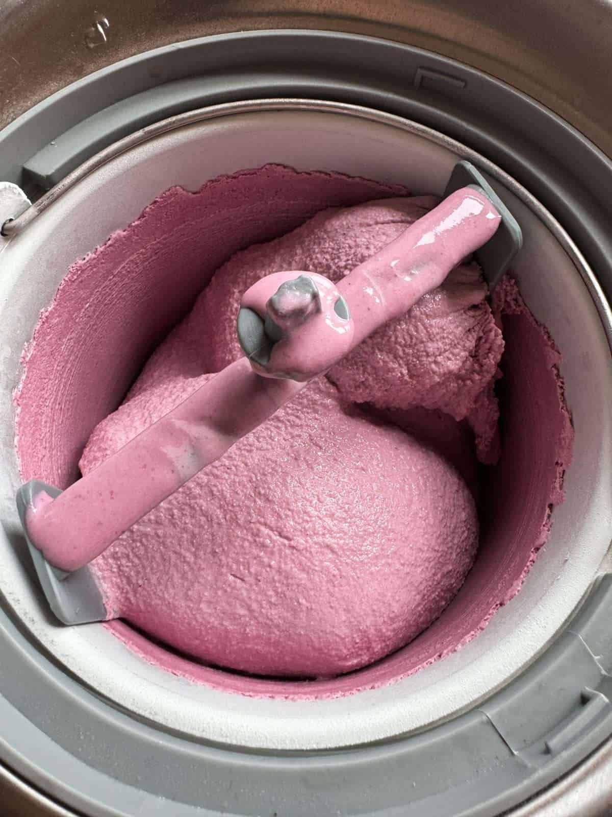 frozen yogurt churned in an ice cream machine