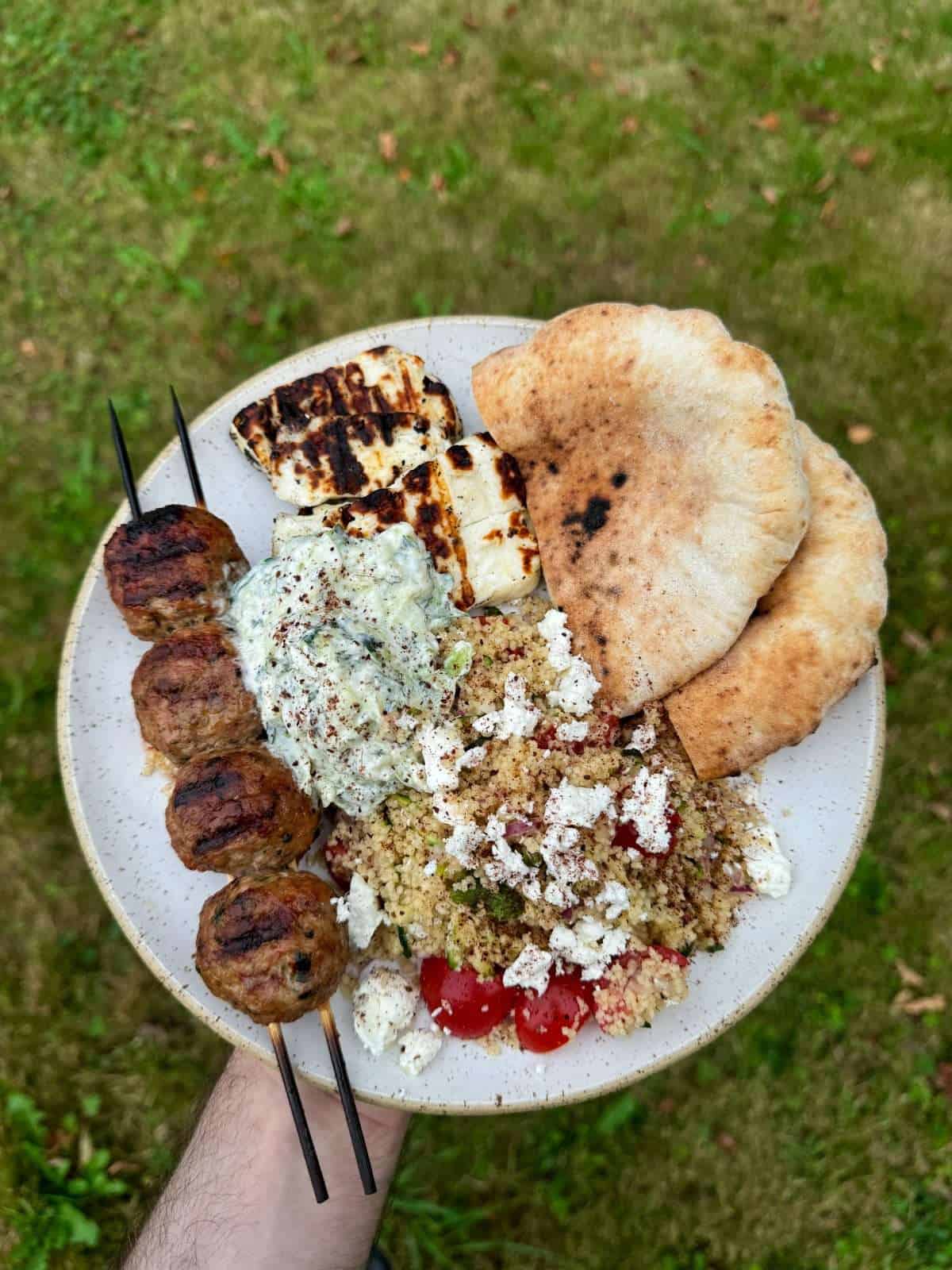 kofta meatballs with tzatziki & pitta