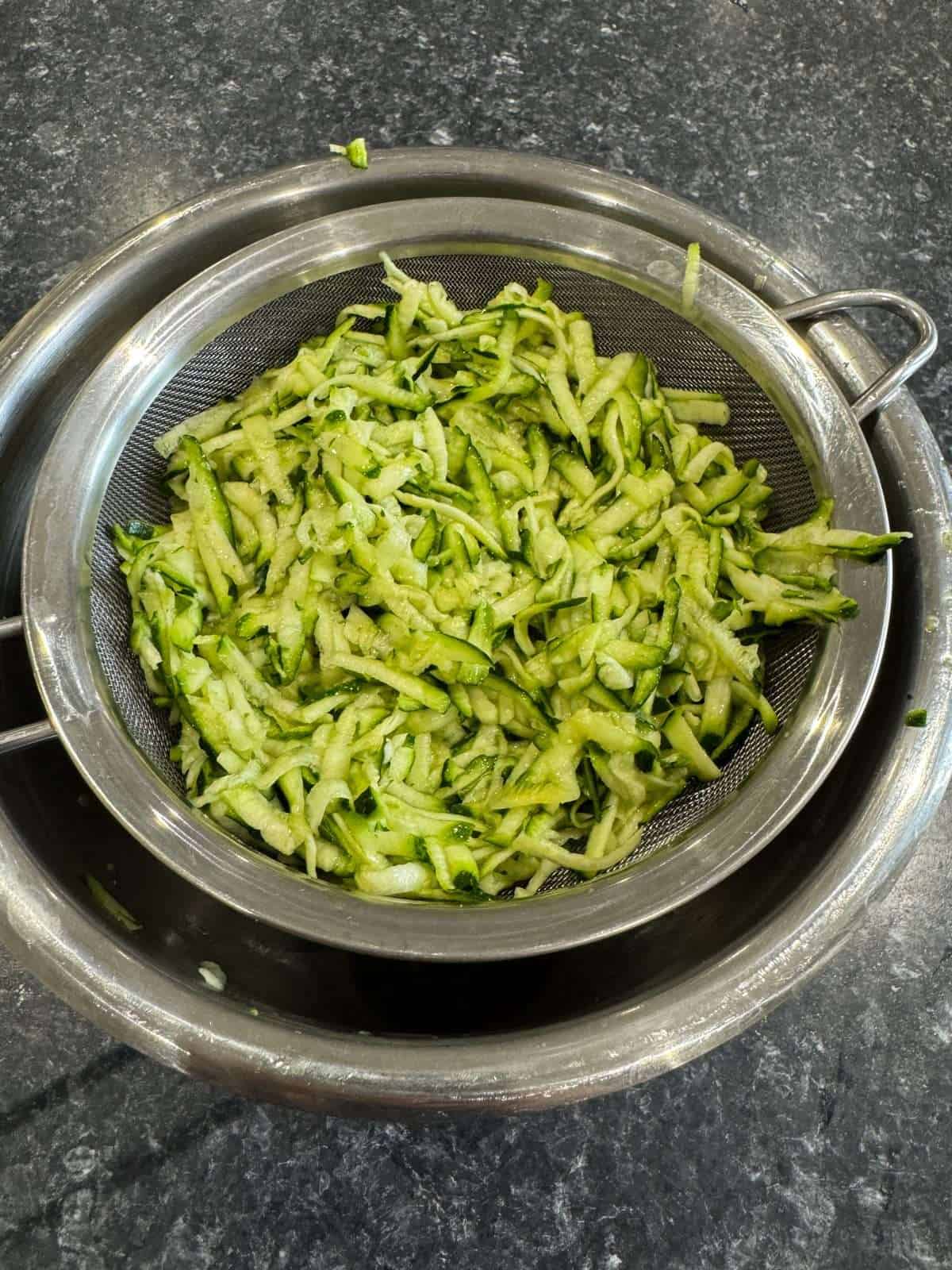 salted courgette for tzatziki