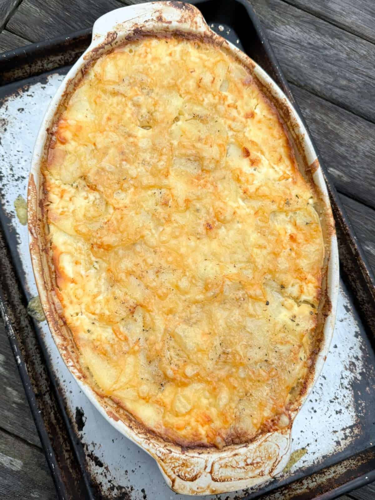 baked dauphinoise potatoes with crispy top
