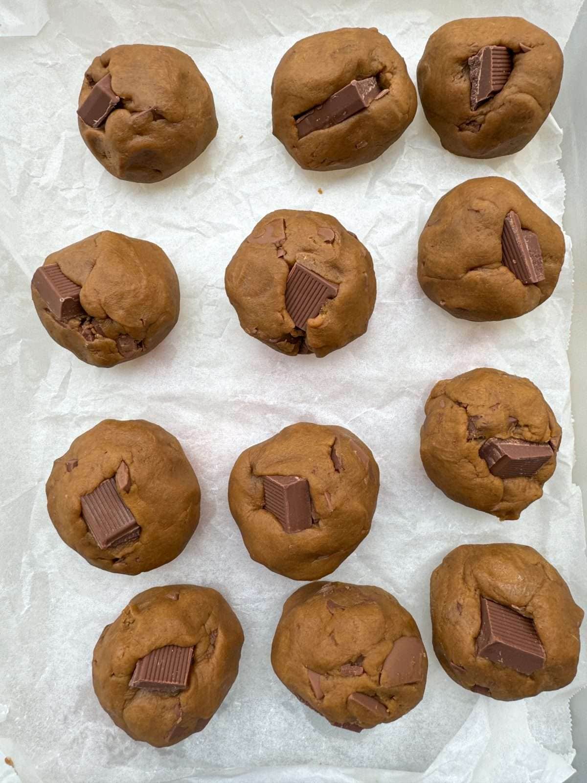 balls of molasses brown butter cookie dough