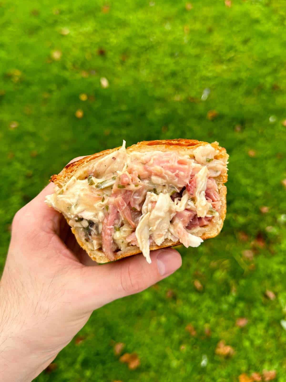 chicken & ham hock pie cross section