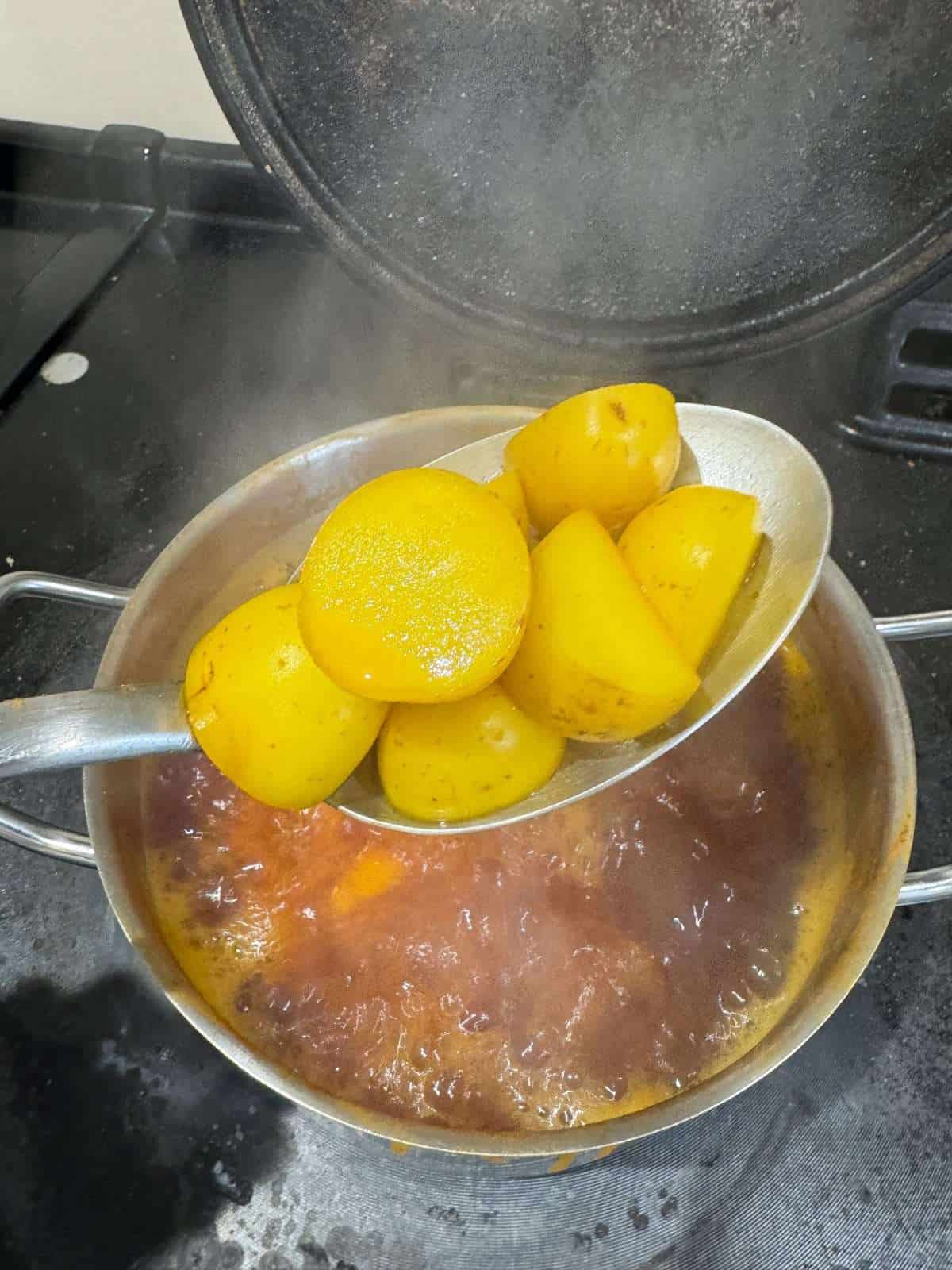 potatoes boiled with turmeric