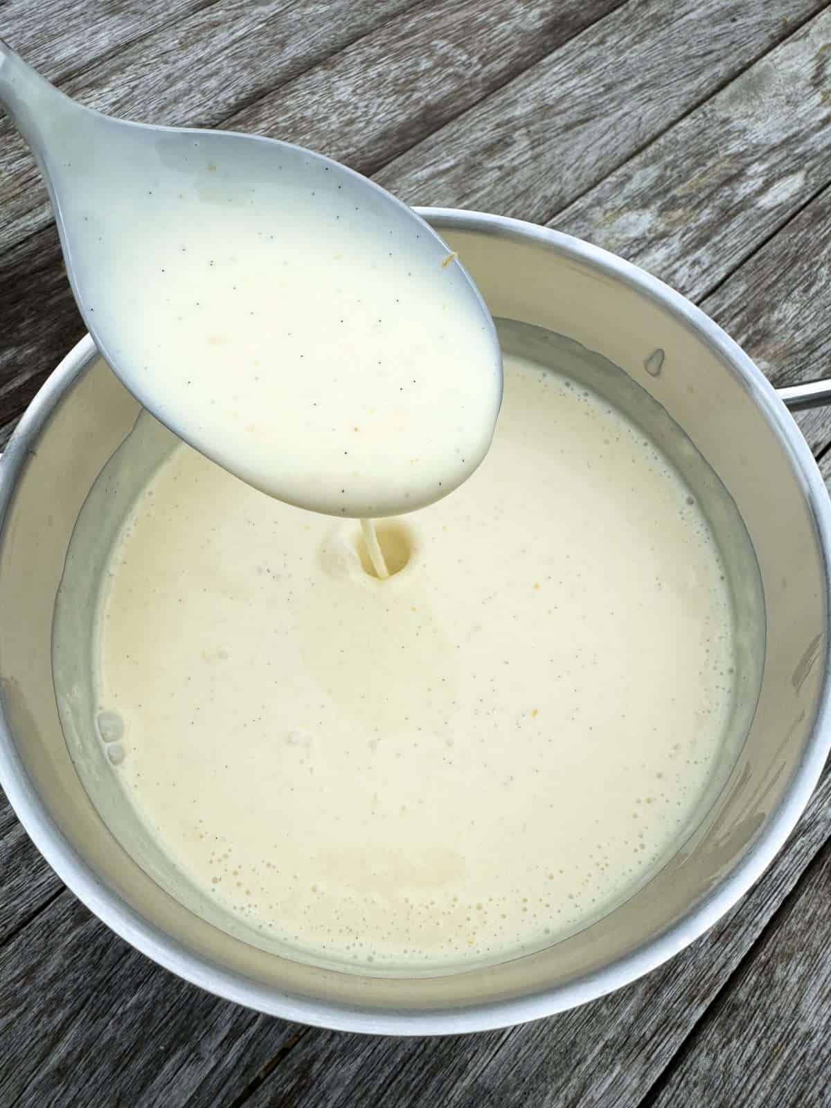 brandy & vanilla custard in pan