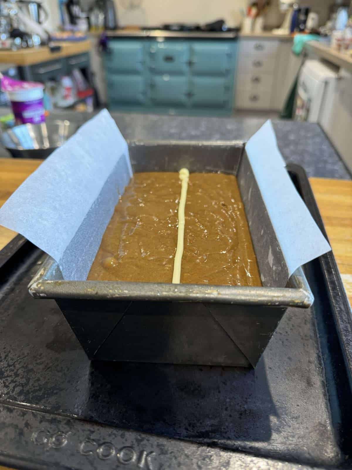 butter piped on top of loaf cake