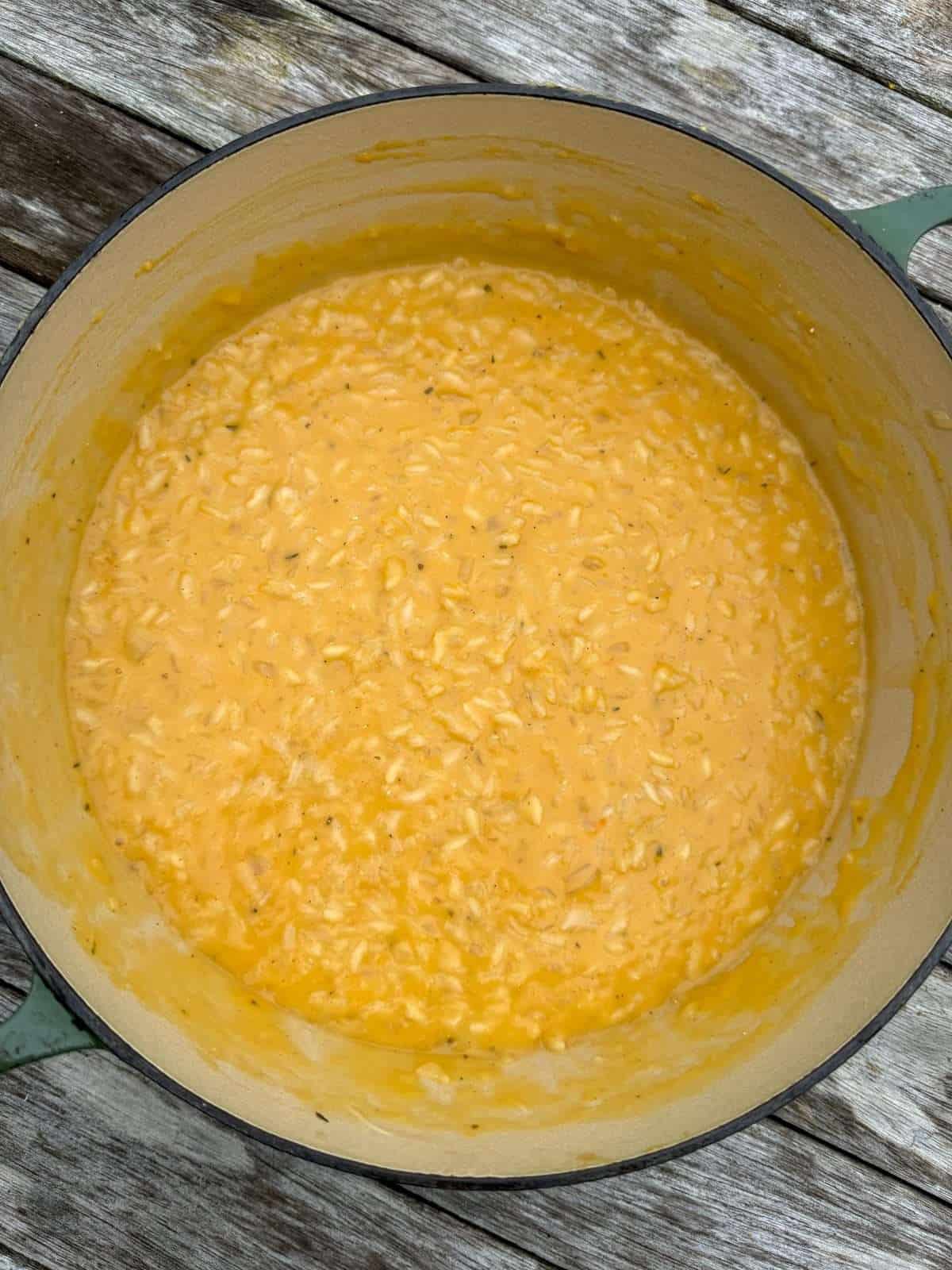 pan of butternut squash risotto