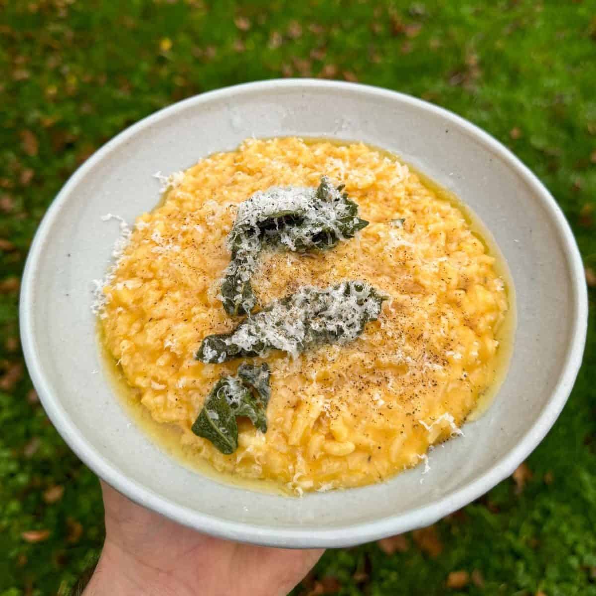 roasted butternut squash risotto with sage brown butter
