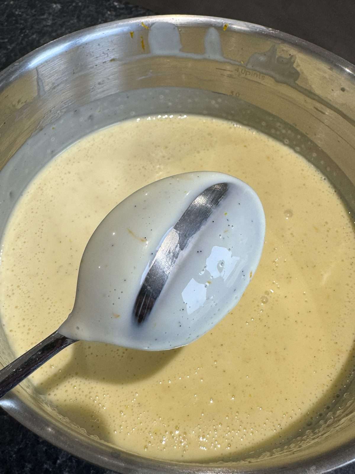 custard that coats the back of a spoon