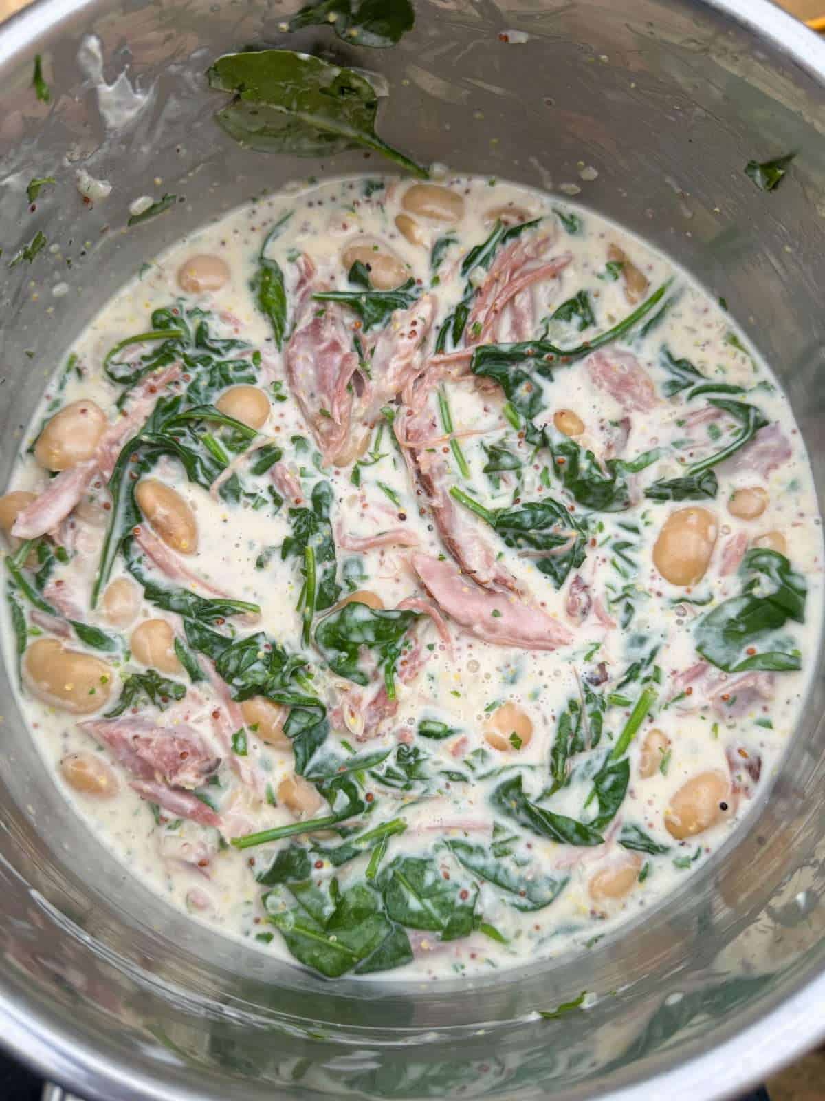 creamy mustard butter beans with spinach