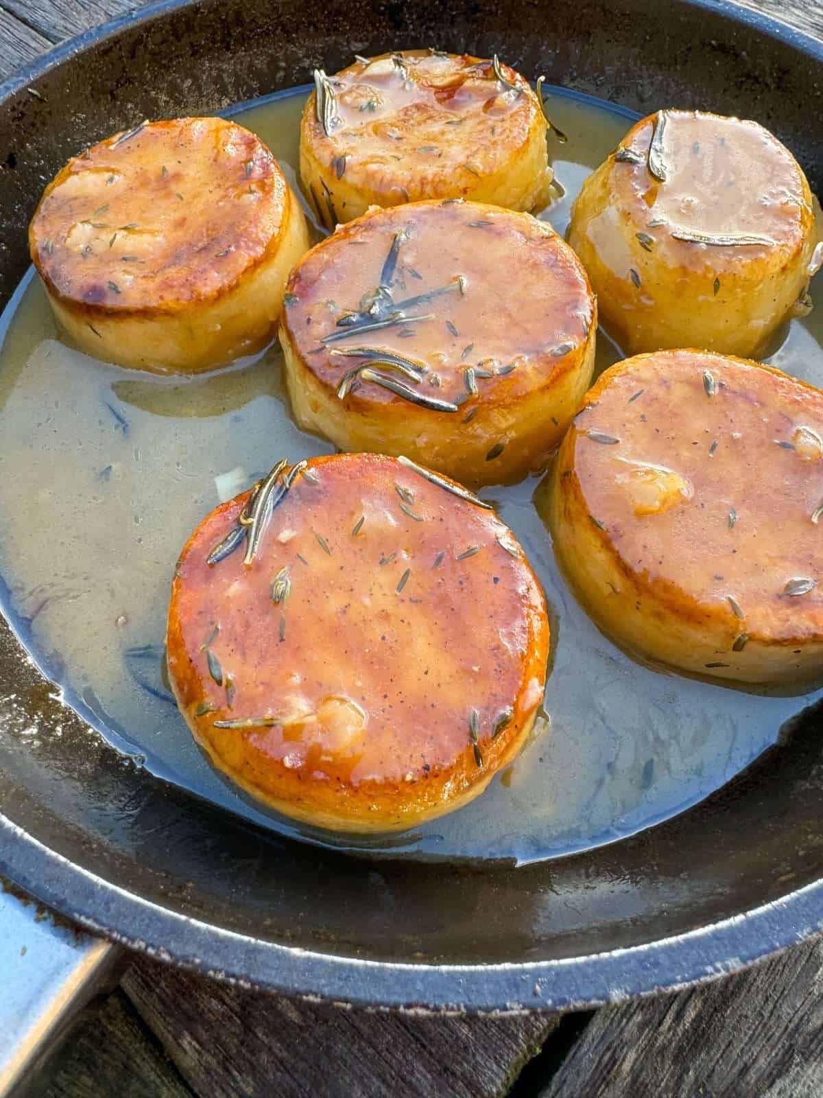fondant potatoes in pan