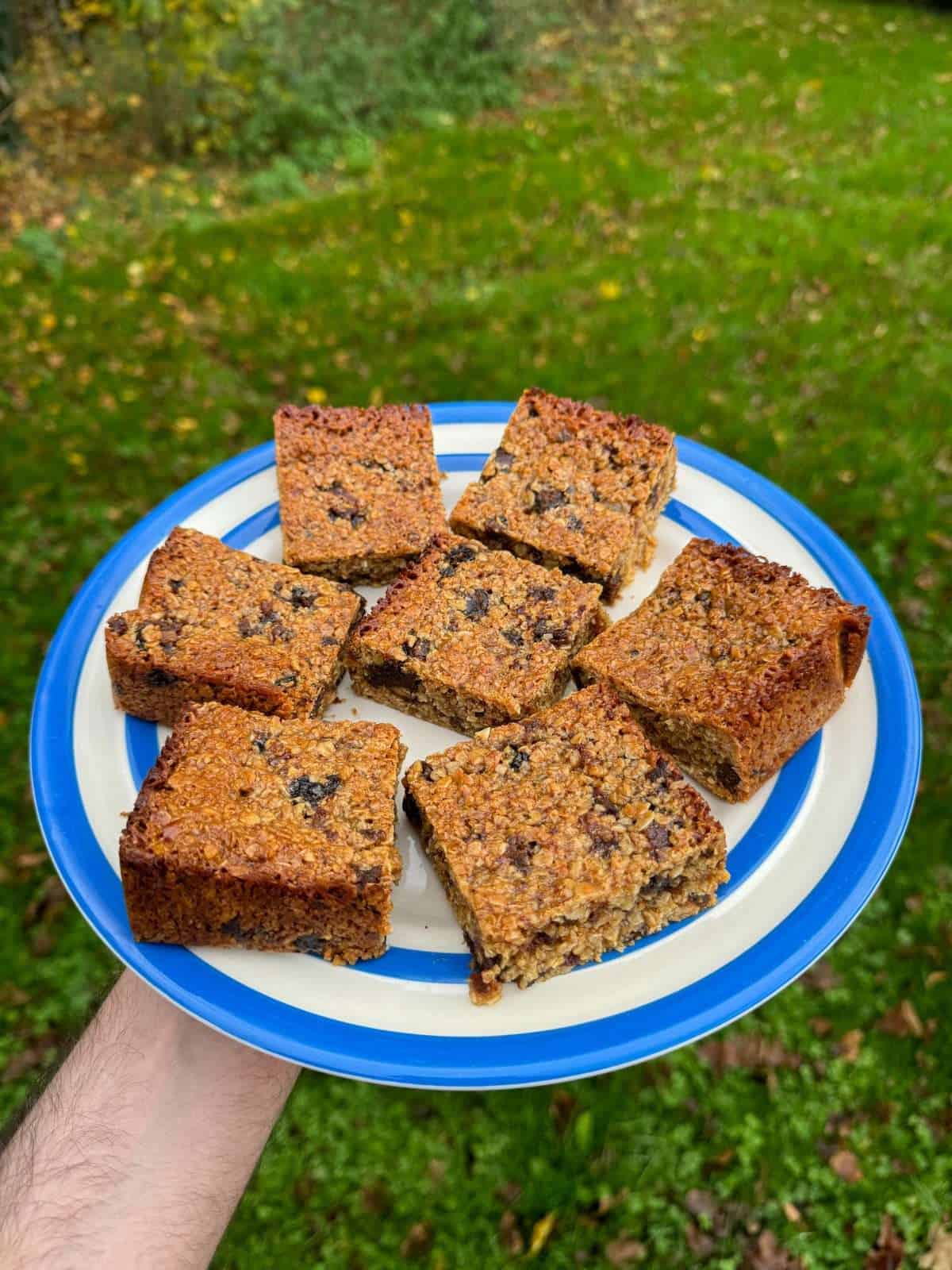 plate of leftover Christmas pudding flapjacks