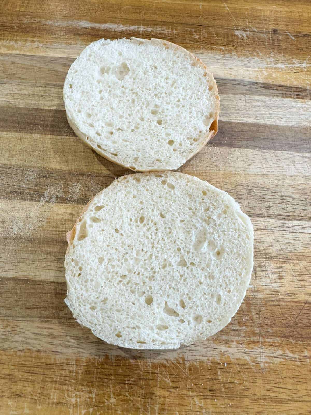 crumb inside of a morning roll
