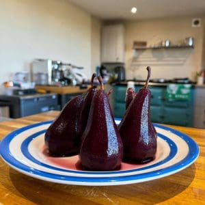 mulled wine poached pears
