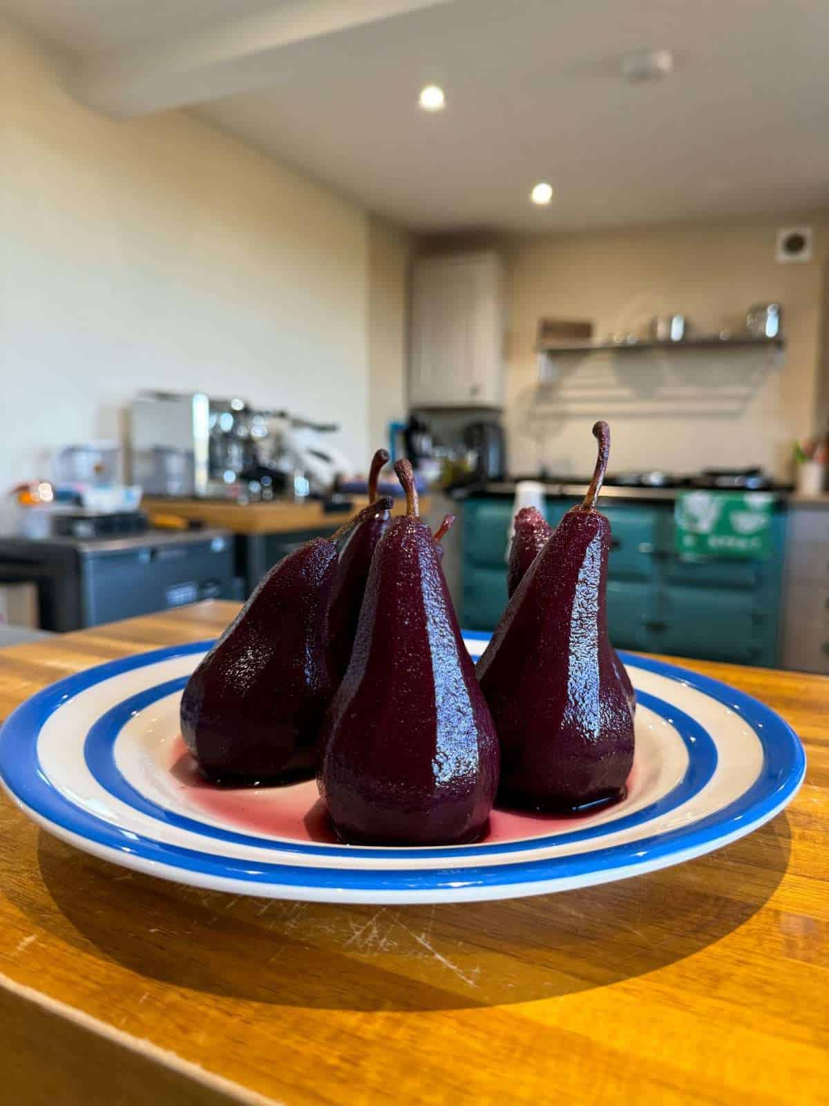 pears poached in mulled wine