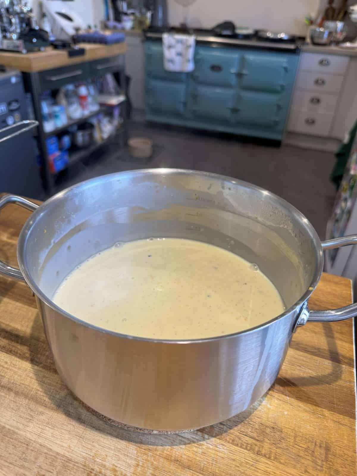pan of vanilla custard