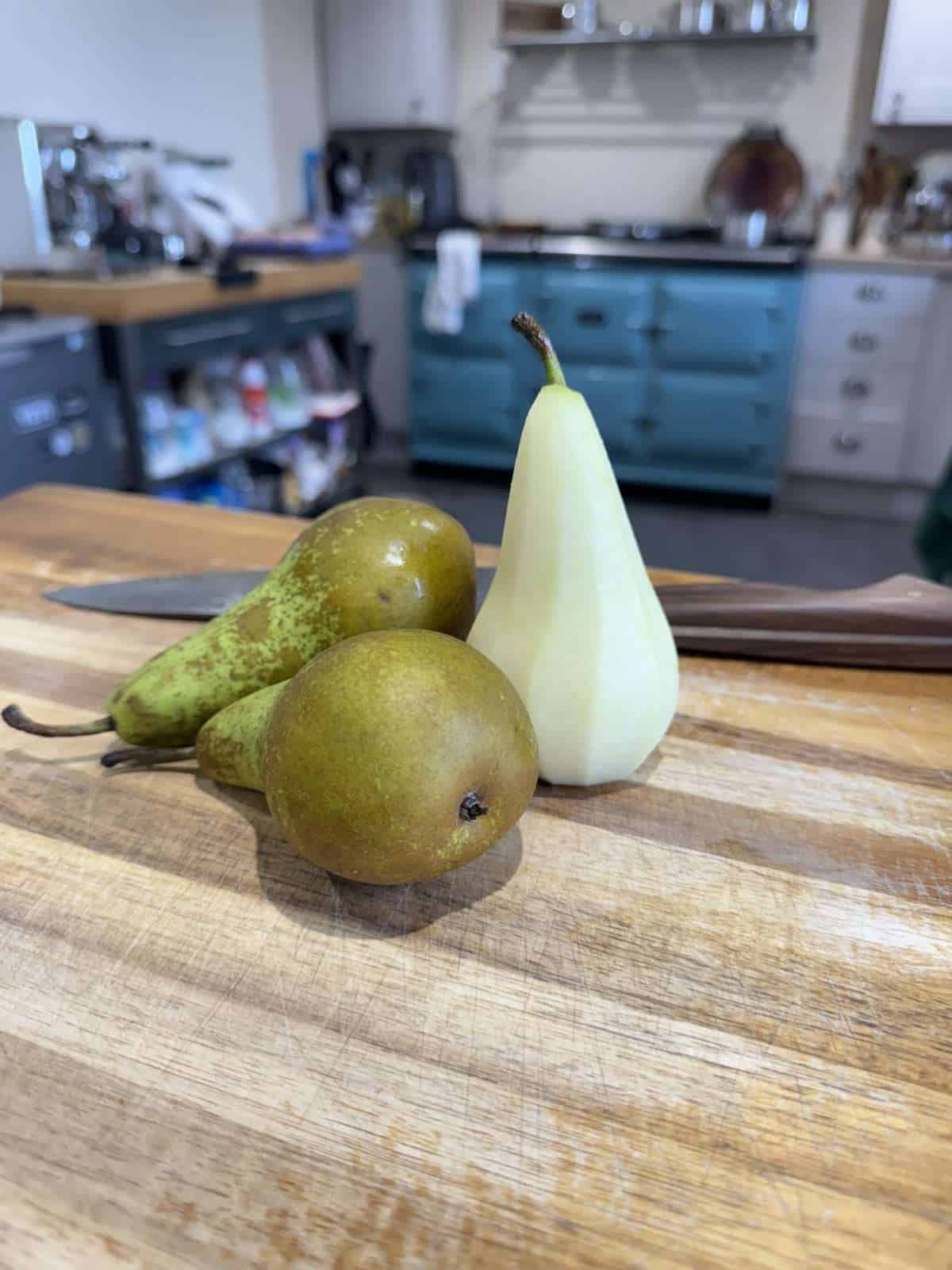 peeled & cored pears