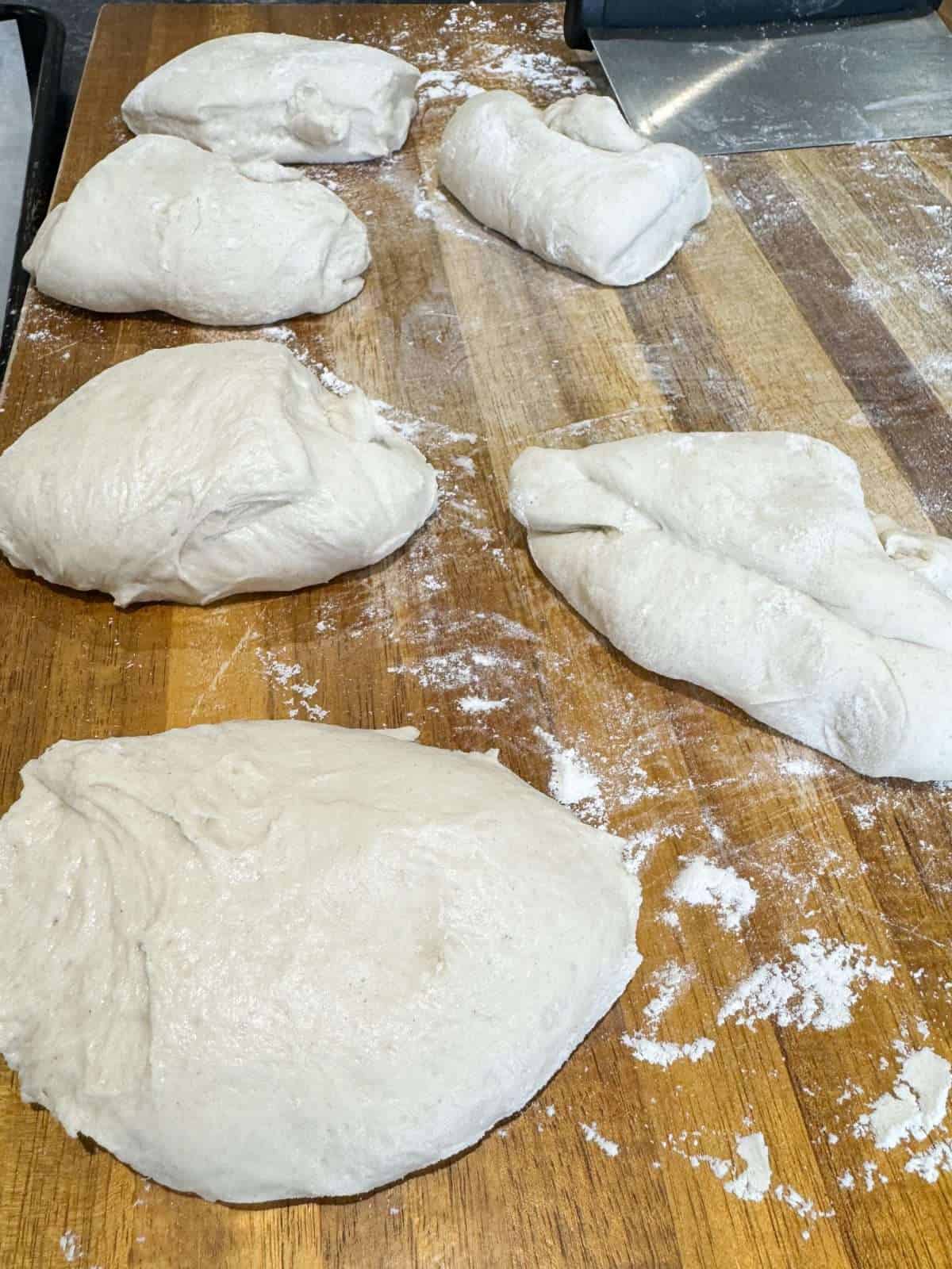 portions of dough ready to shape into rolls