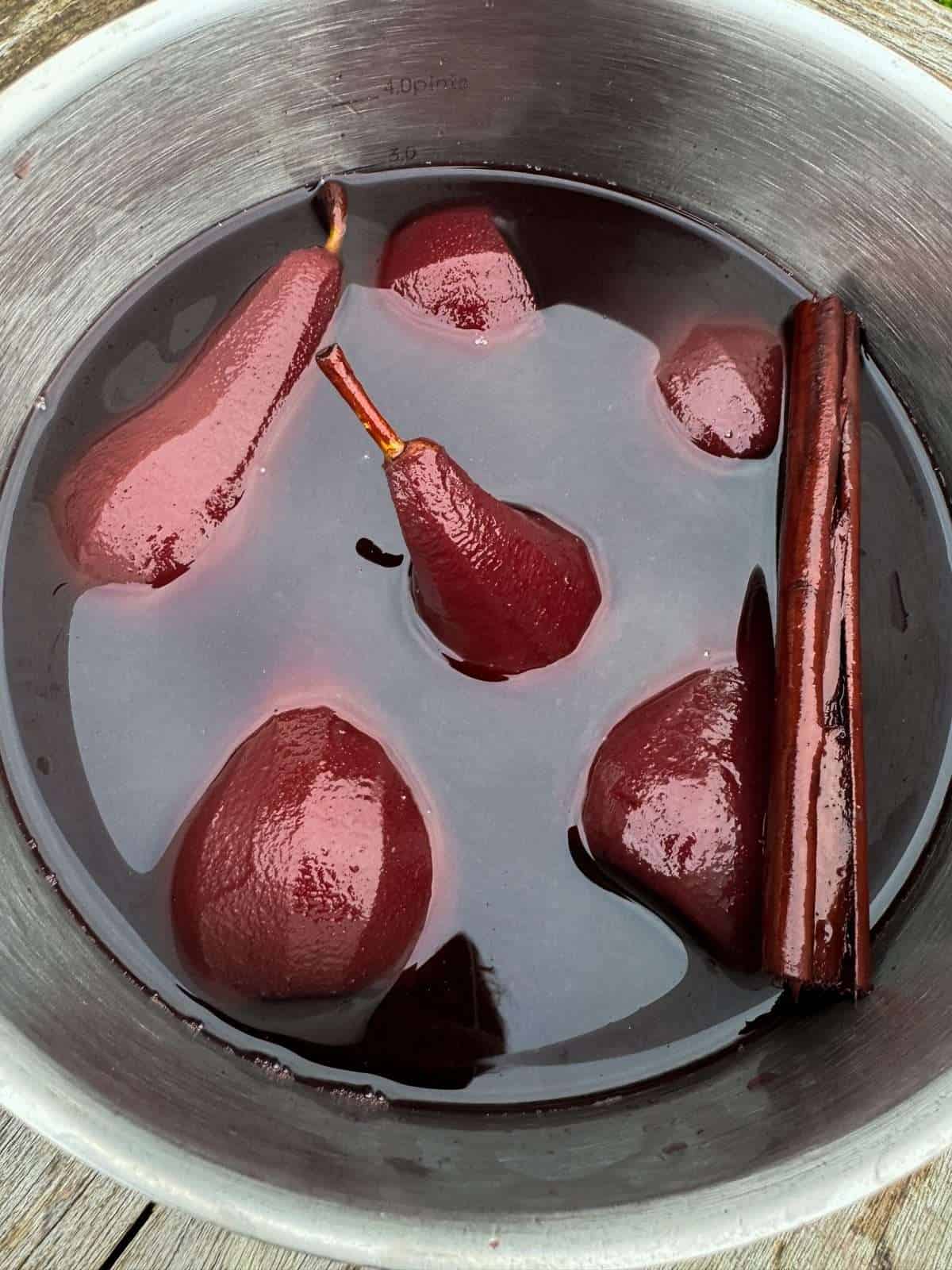 red wine poached pears with spices