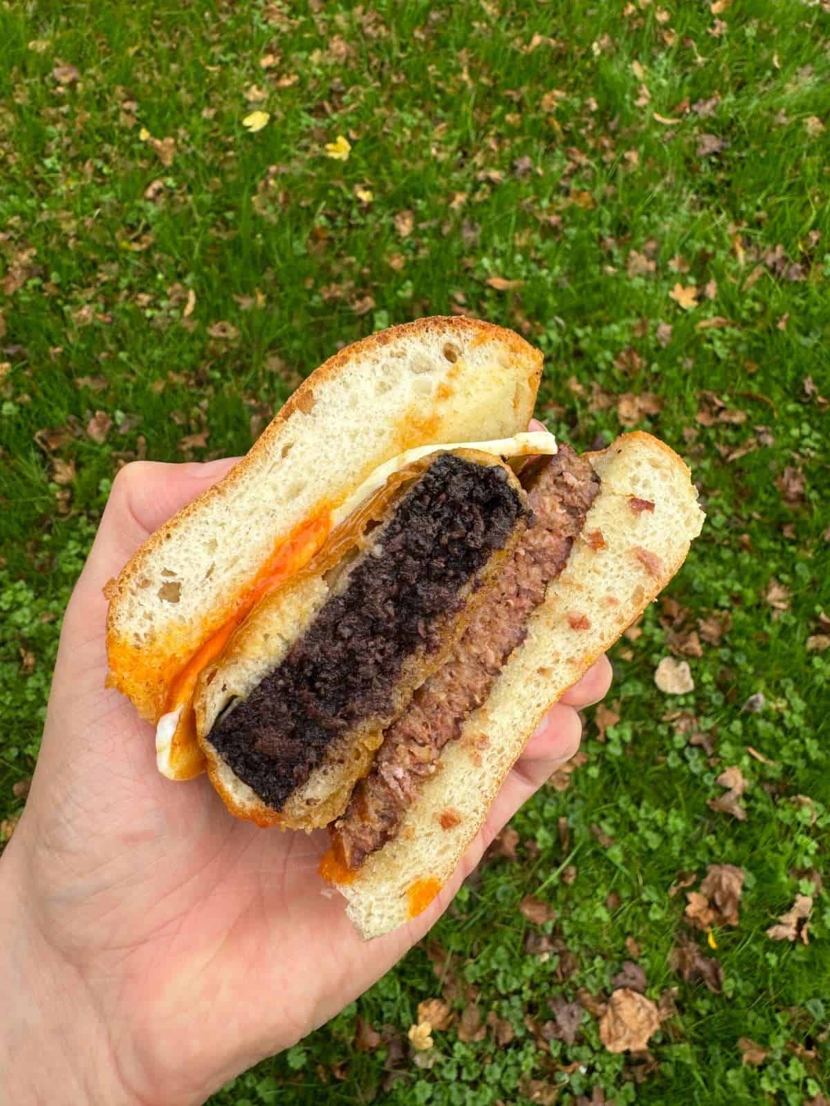 beer battered black pudding sandwich