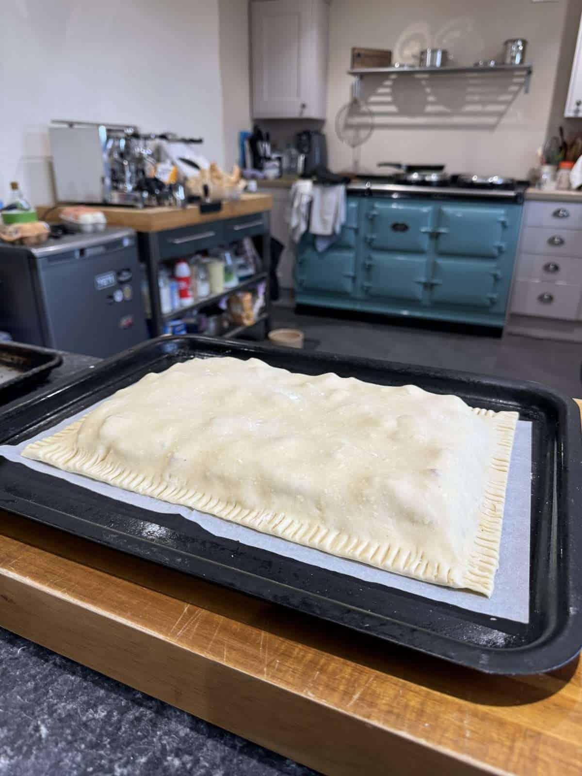 assembled turkey slab pie