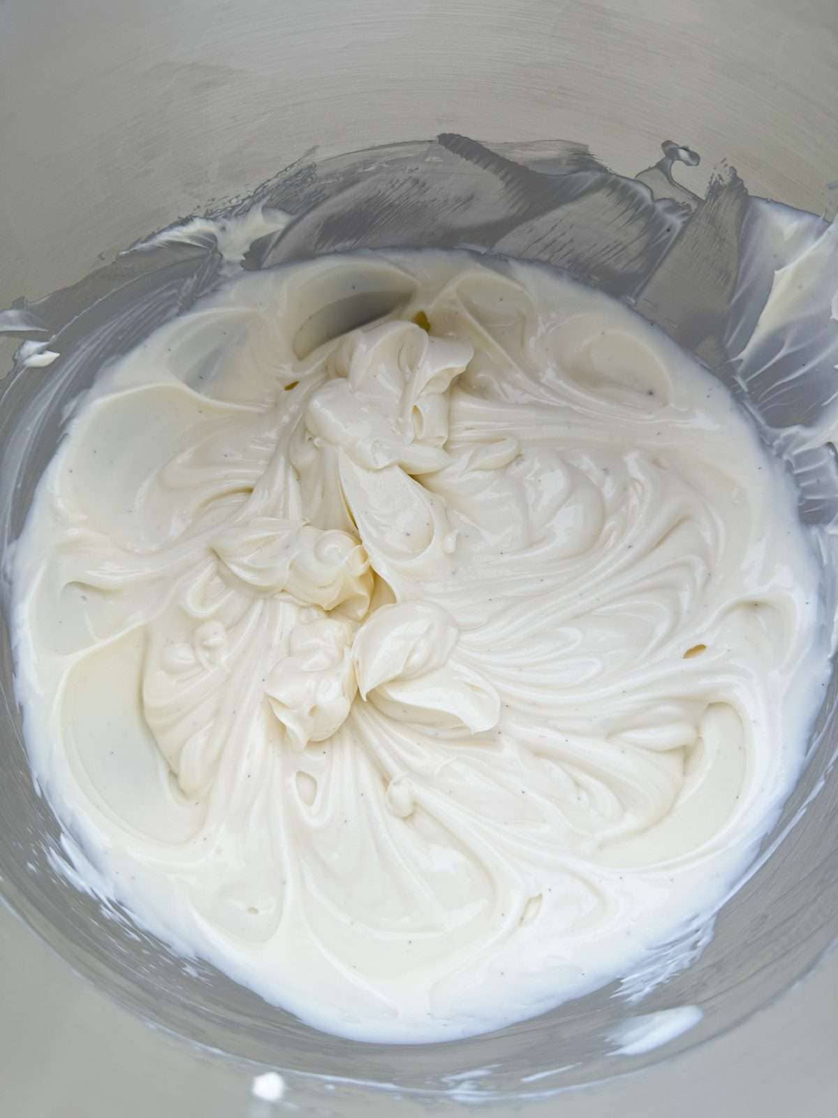 cream cheese mixed for cheesecake