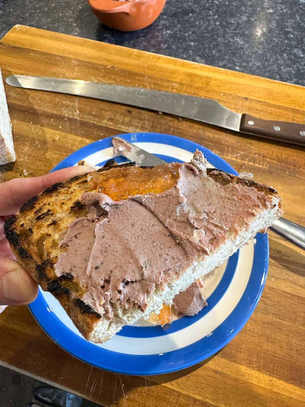 chicken liver mousse on toast