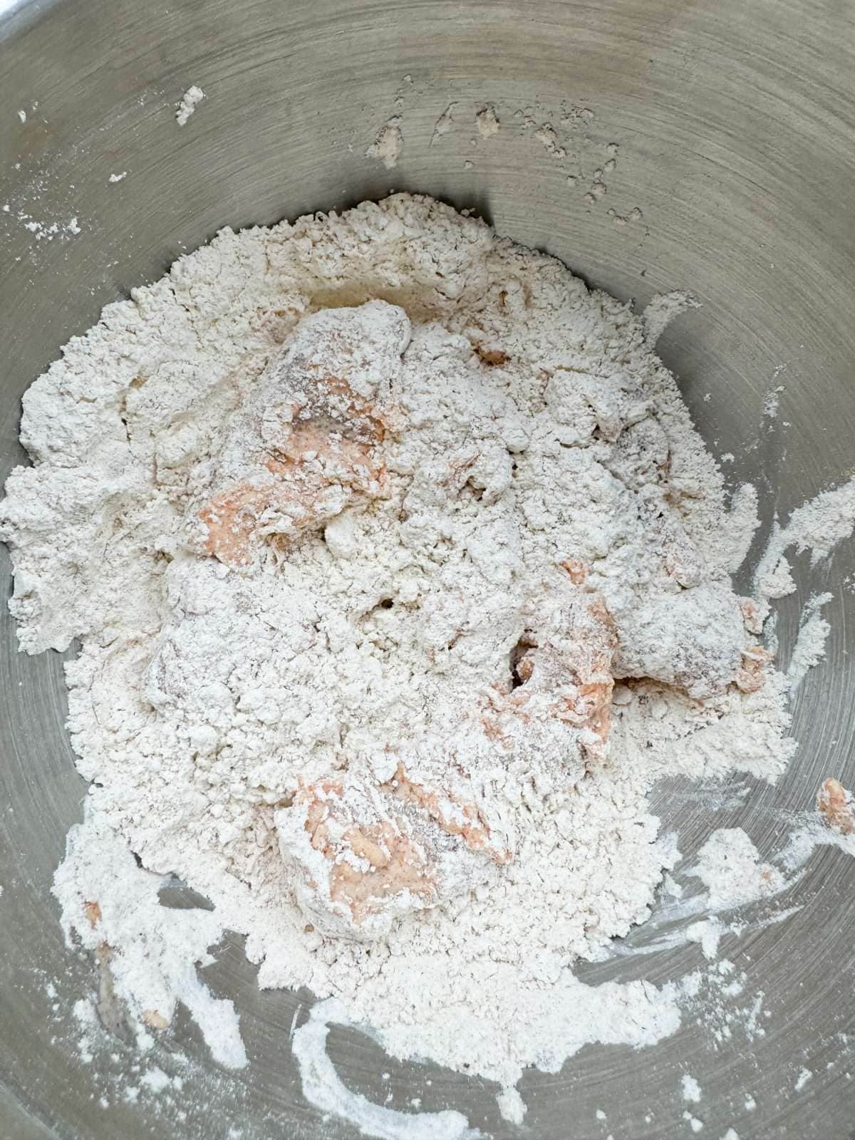 dredged turkey strips