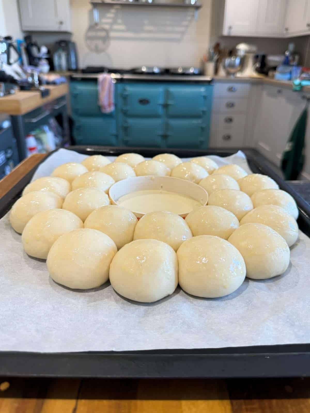 egg washed dough balls