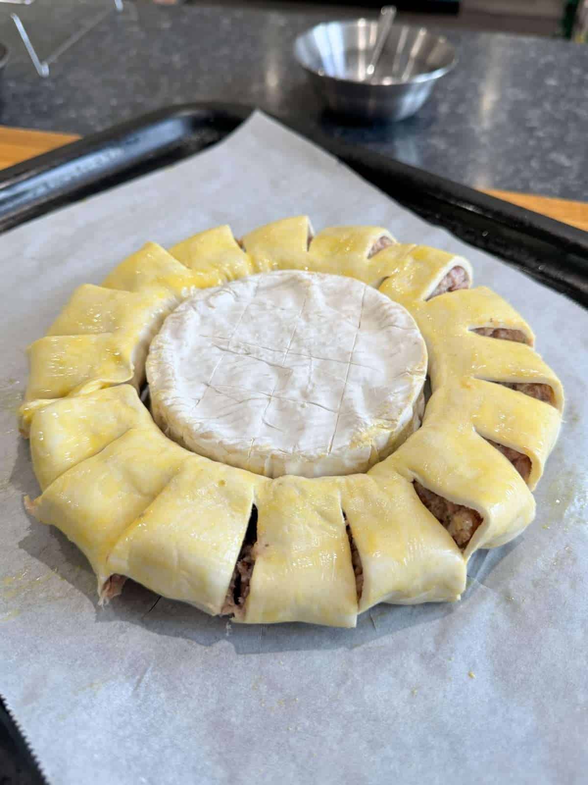 egg washed pastry wreath