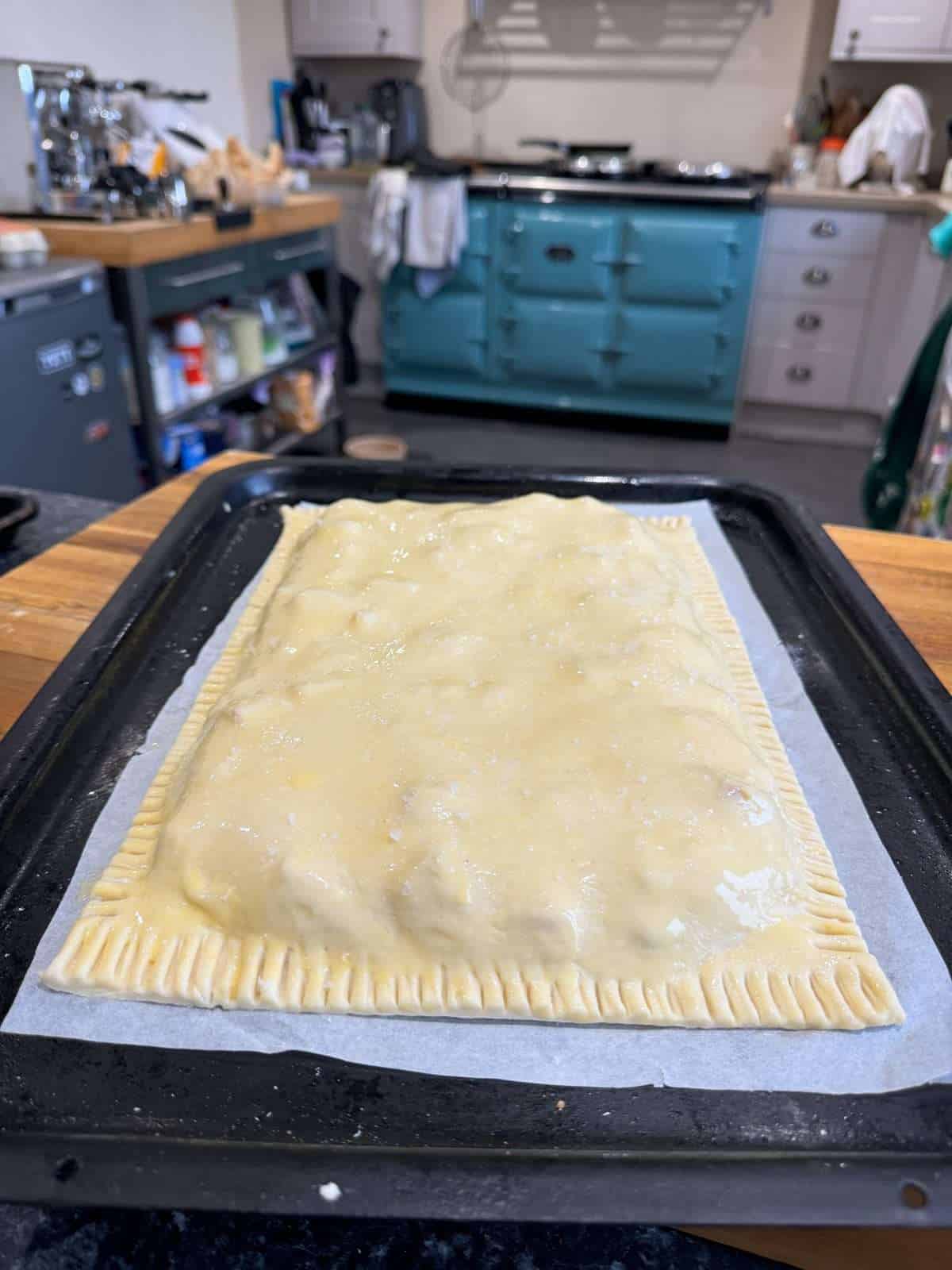 egg washed slab pie