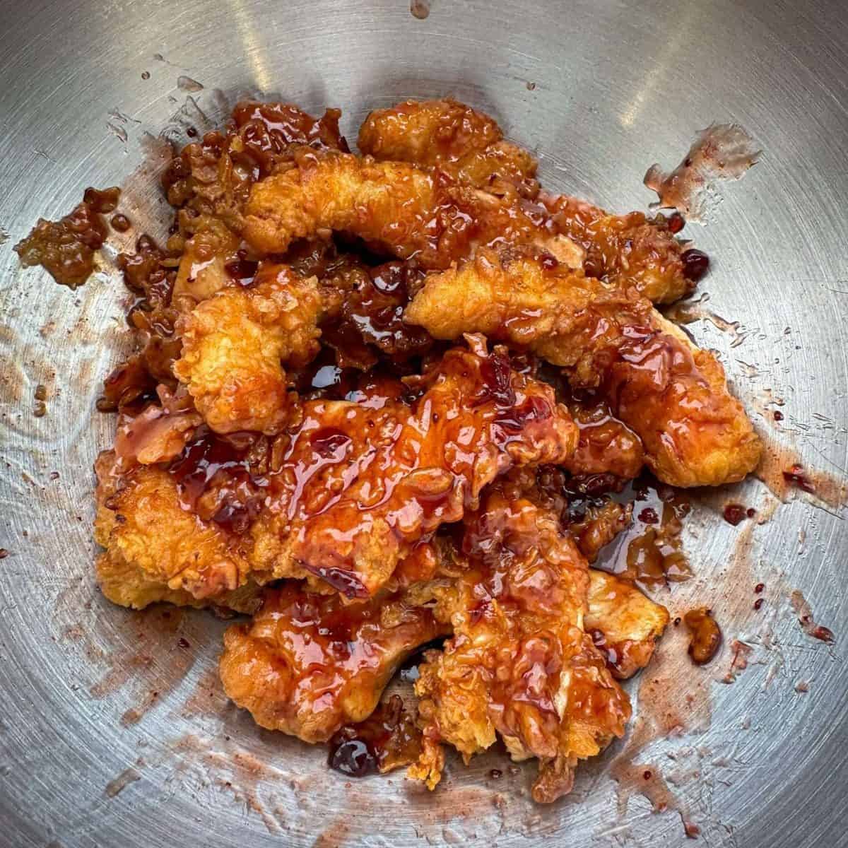 fried turkey tenders with cranberry hot honey