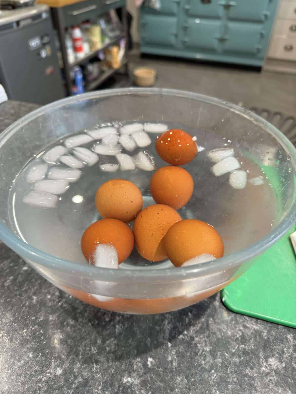 ice bath for cooling boiled eggs
