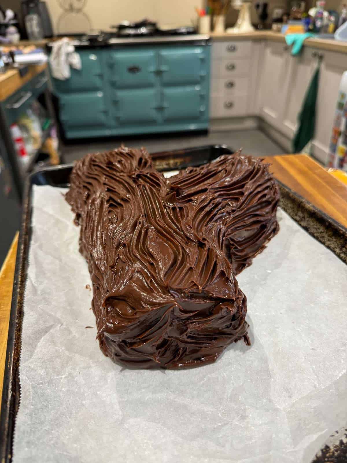 making lines in ganache with a fork