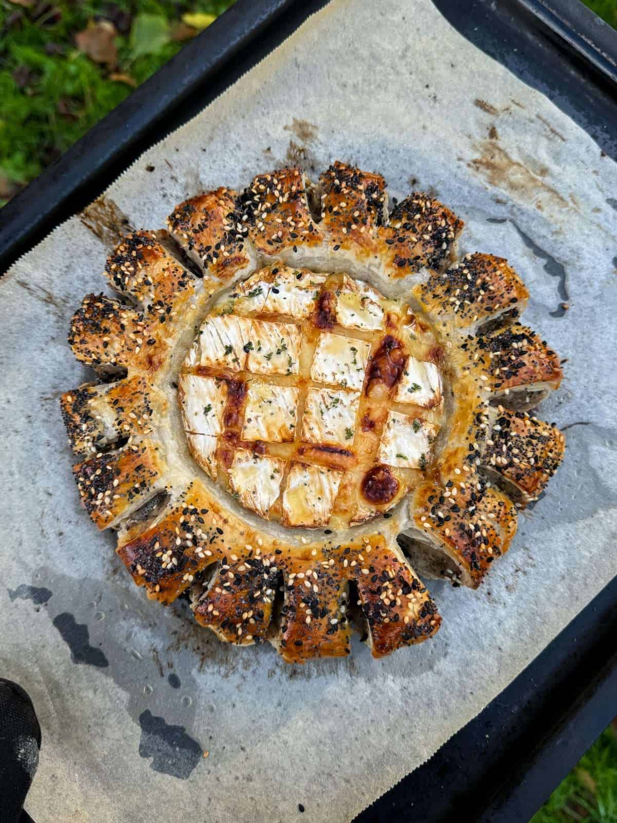 sausage roll with baked camembert