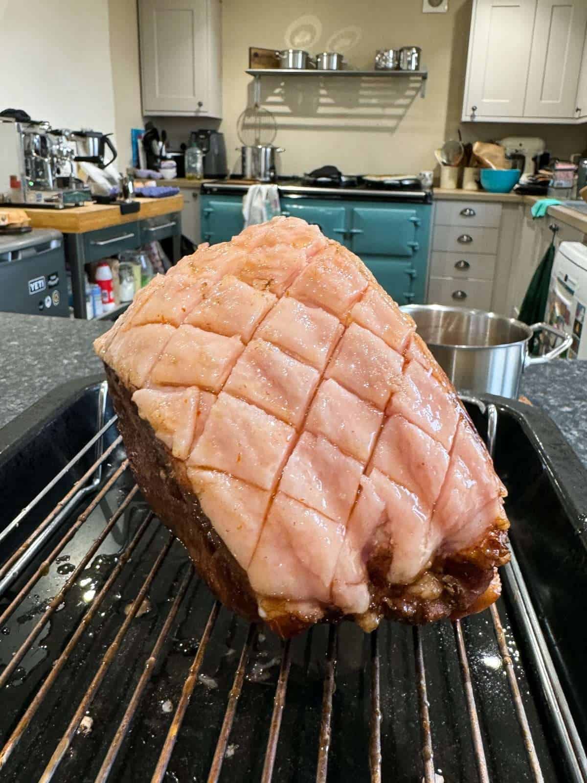 scored ham fat