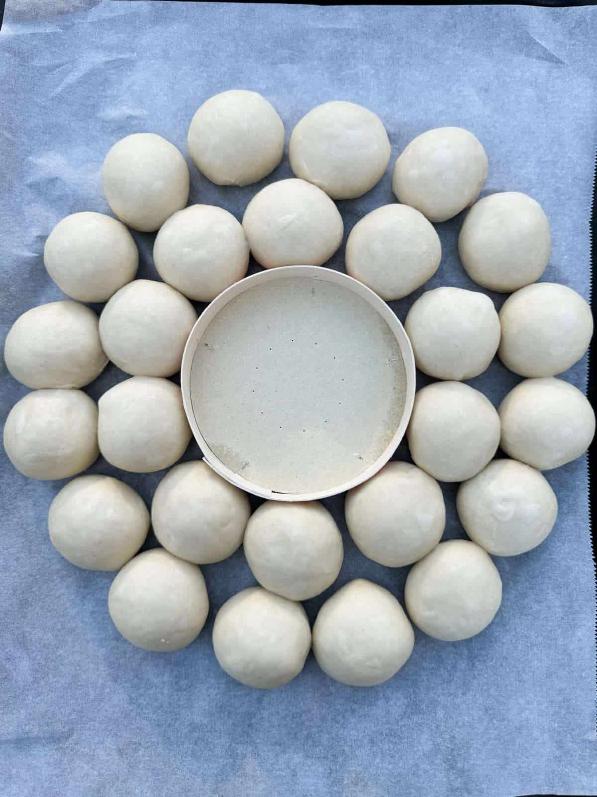 shaped dough ball wreath